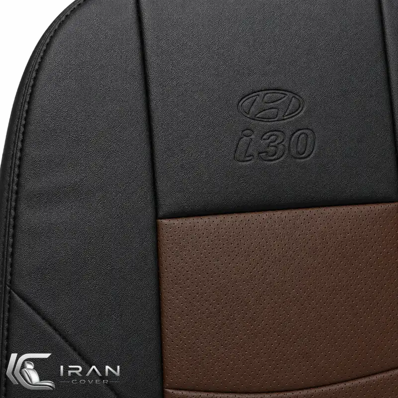 روکش صندلی هیوندای i30 چرم مشکی وسط چرم قهوهای پانچ تنفسی - Image 3