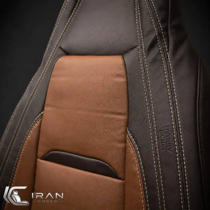 روکش صندلی بستیون T77 چرم قهوهای وسط مارون تیره - Image 3