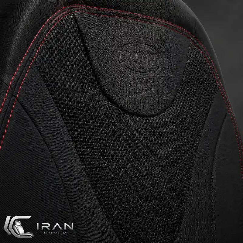 روکش صندلی MVM 110S تمام پارچه مشکی وسط اسپایس مشکی دوخت قرمز - Image 2
